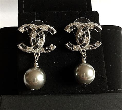 chanel black pearl drop earrings|Chanel earrings original.